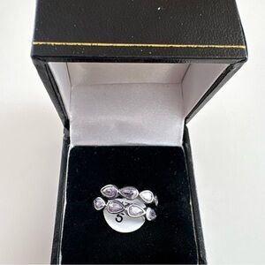 Bomb Party Swirling Shimmer Ring RBP8378 Lavender Topaz CZ Hematite Plating